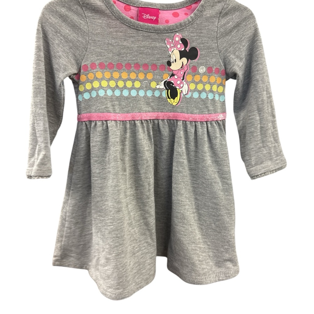 Disney Gray Minnie Mouse Long Sleeve Toddler Dress